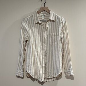 H&M Striped Linen Blend Button Down Shirt Size XS